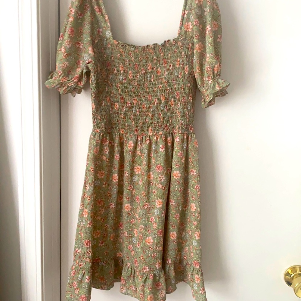 Floral summer dress, mint green, small